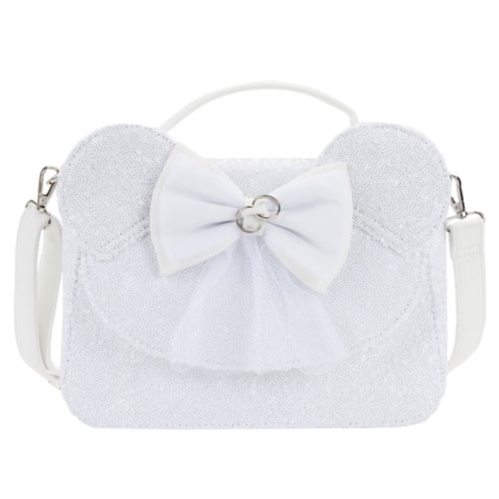 NEW SET Loungefly Minnie Mouse Sequin Wedding Crossbody Bag and wallet - Picture 5 of 16